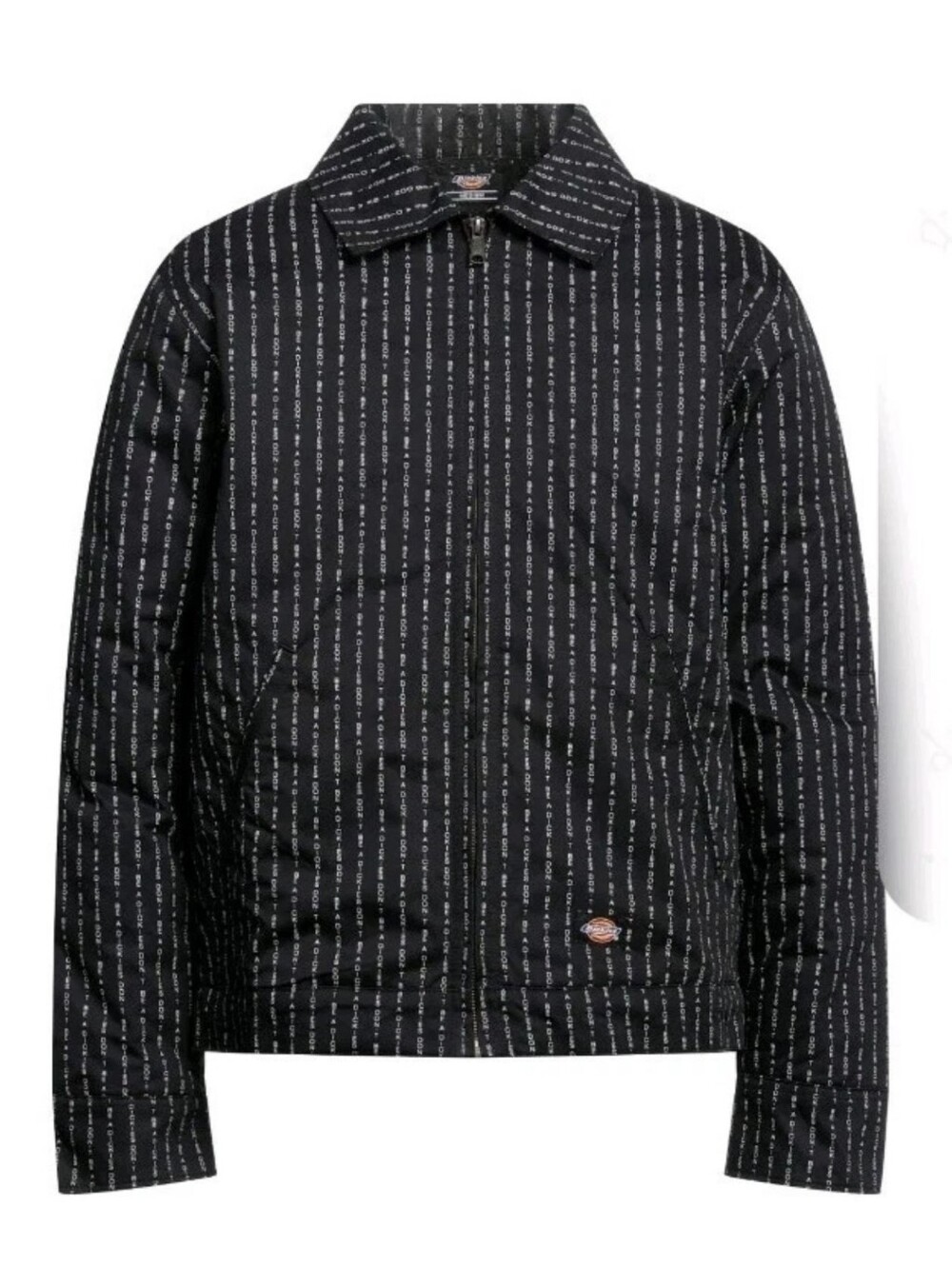 END x Dickies Pinstripe Don't Be A Dickies Eisenhower Jacket, Black, Size M, NWT
